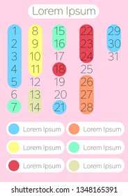 monthly planner calendar with marked events pink background