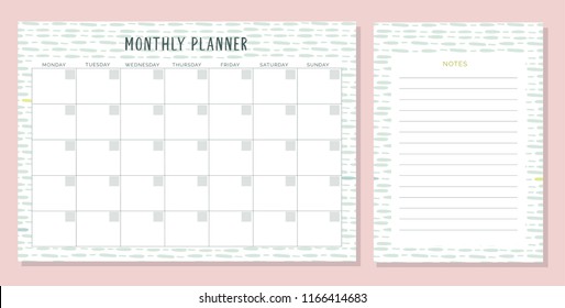 Monthly planner with cute abstract pattern