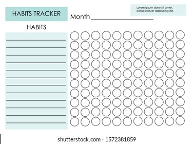 Monthly planner habit tracker blank template