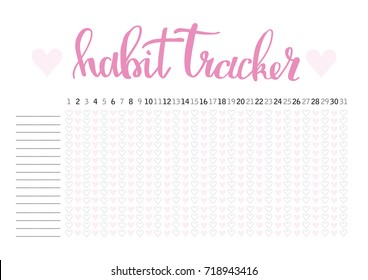 Monthly planner habit tracker blank template