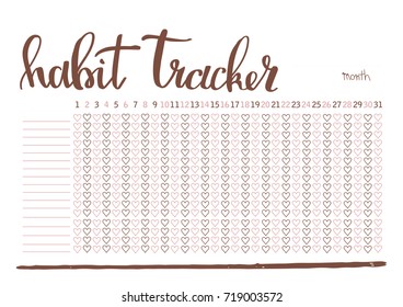 Monthly planner habit tracker blank template