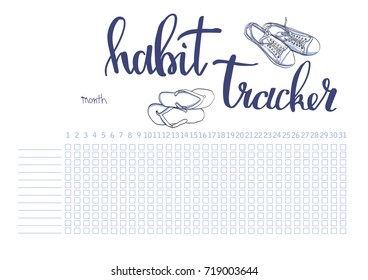 Monthly planner habit tracker blank template