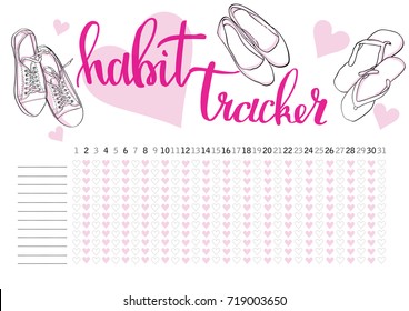 Monthly planner habit tracker blank template