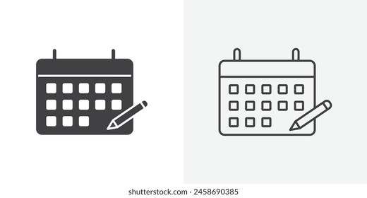 Conjunto de iconos del planificador mensual. Símbolo de Vector de calendario de programación detallado. Signo del organizador del evento y la fecha.