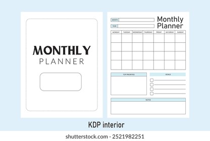 Planificador Mensual Kdp Plantilla Interior