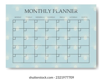 Monthly planner minimalist planner page design. Categories of notes.