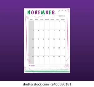 Monthly planner for November 2024 and to-do list