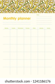Monthly Planner. Organiser and Schedule with place for Goals and To Do Lists. Template design. Vector