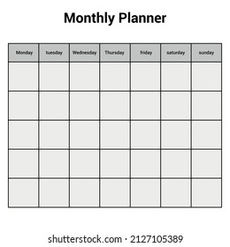 monthly planner page on white background