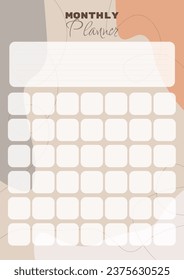 Monthly Planner Printable Template Beige Abstract Vector