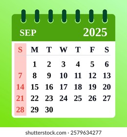 Monthly planner for September 2025.