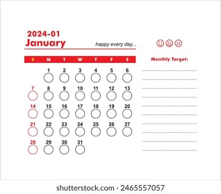 Plantilla de planificador mensual para 2024