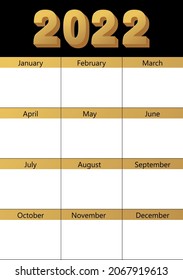 Monthly planner template. Clear and simple printable to do list for 2022. Business organizer page. Paper sheet. Realistic vector illustration.