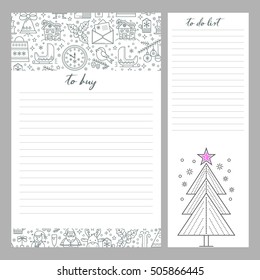 Monthly Planner template to do list and shopping. Organizer is decorated with symbols of Christmas.