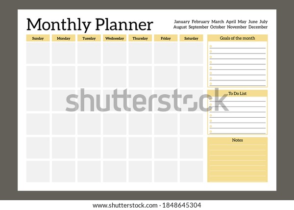 Monthly Planner Template Do List Notes Stock Vector (Royalty Free Monthly Planner Template Do List Notes Stock Vector (Royalty Free