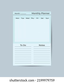 Monthly planner template minimalist planners organizer page vector design Planner blank template.