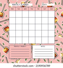 Monthly Planner Template Planner Month Organization Stock Vector ...