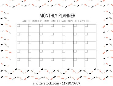 Monthly Planner Template Vector Hand Drawn Stock Vector (Royalty Free ...