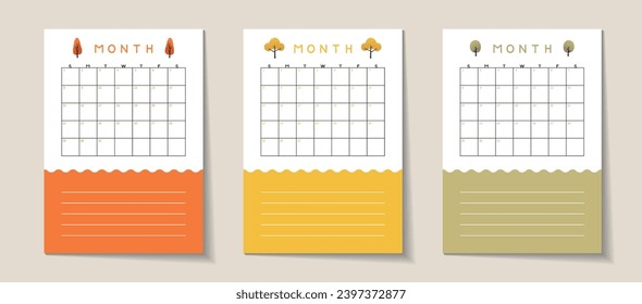 Monthly planner template. Vector illustration.