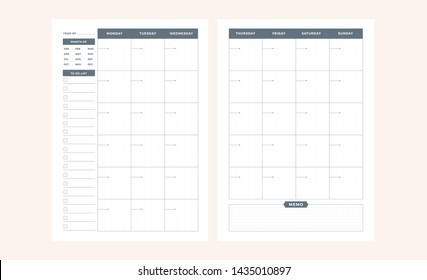 Monthly Planner - Two Pages - Memo