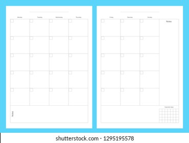 Monthly planner, vector