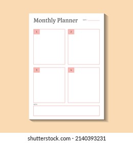 Monthly Planner with Weekly Goals Minimalist Planner