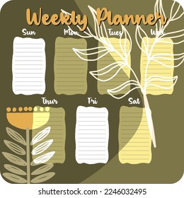 Monthly planner, weekly planner, habit tracker template and example. Template for agenda, schedule, planners, checklists, bullet journal, notebook and other stationery. Hygge theme