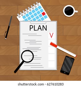 Monthly planning concept. Organize work, creative plan target, vector illustration