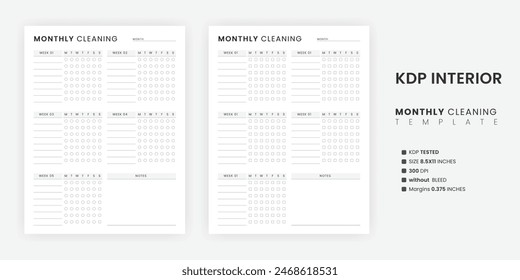 Monthly Printable Cleaning Checklist, Cleaning Planner Template, Cleaning To Do List