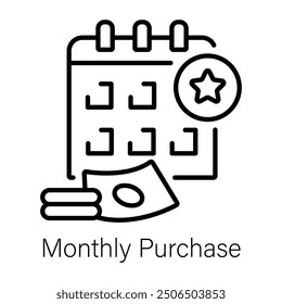 Monthly purchase icon in outline style