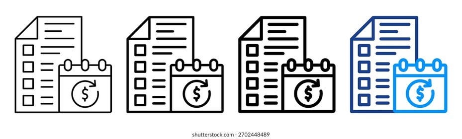 Conjunto de Colección de contorno diferente de icono de informe mensual