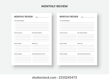 Monthly Review, Monthly Reflection, Monthly Evaluation, Monthly Summary