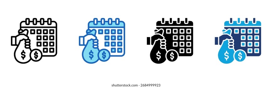 Icono de salario mensual Ilustración vectorial de estilo múltiple