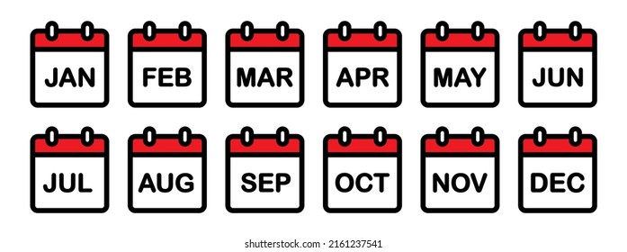 Monthly Set Icon. Date Icon. Calendar Icon. Monthly Years Icon Vector Illustrator