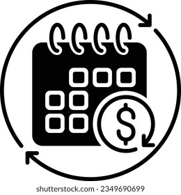 monthly subscription auto-renewal icon calendar vector