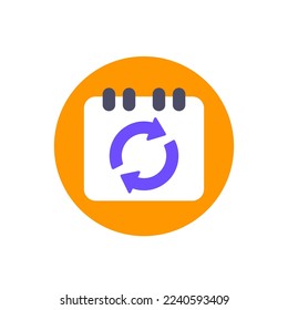 monthly subscription auto-renewal icon, flat vector