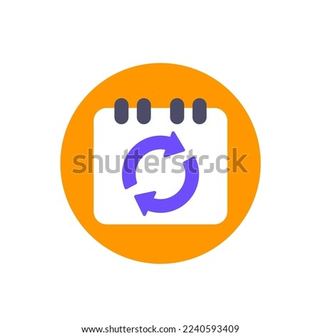 monthly subscription auto-renewal icon, flat vector