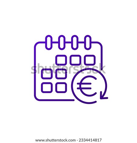 monthly subscription auto-renewal line icon with euro