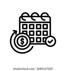 Ilustración vectorial de esquema de icono de Suscripción mensual