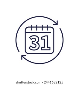 monthly subscription line icon with a calendar