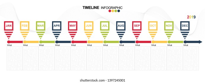 Monthly Timeline Infographic template vector.Colorful in Monthly Box and space for text.