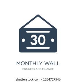 monthly wall calendar icon vector on white background, monthly wall calendar trendy filled icons from Business and finance collection, monthly wall calendar vector illustration