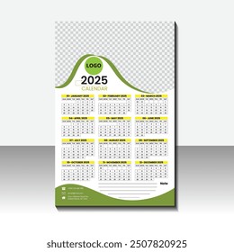 Monthly wall and desk  calendar template for 2025 year. Wall calendar in a minimalist design. Week Starts on Sunday. Planner for 2025 year.