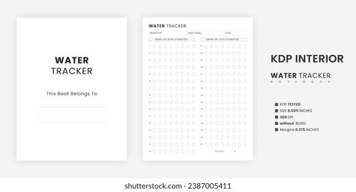 Monthly Water Tracker Printable pdf, My Best Water Reminder. Daily Water Intake Tracker Template