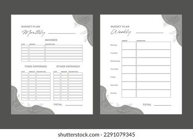 	
Monthly and weekly finance grey planner	