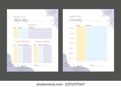 	
Monthly and weekly finance purple planner	