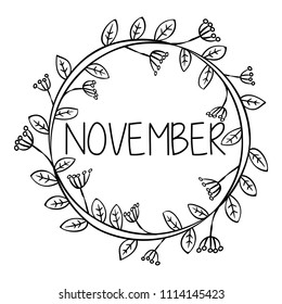 Monthly Wreath, freehand, doodles, January, February, March, April, May, June, July, August, September, October, November, December,  Illustration, Season, Spring, Summer, Fall, Winter, Calendar, SET