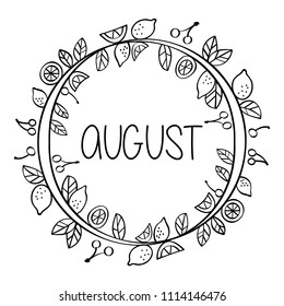 Monthly Wreath, freehand, doodles, January, February, March, April, May, June, July, August, September, October, November, December,  Illustration, Season, Spring, Summer, Fall, Winter, Calendar, SET