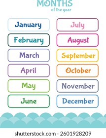 Months educational printable for children.eps