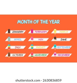 Months with ice cream Of The Year Vector Art, Icons, and Graphics